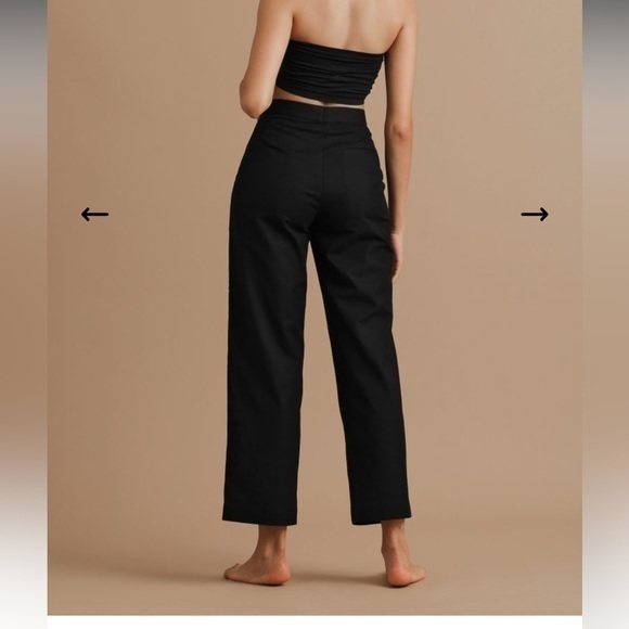 Turnblack India Linen Black Part of You High-Waisted Ankle Cropped Pants - Picture 6 of 15